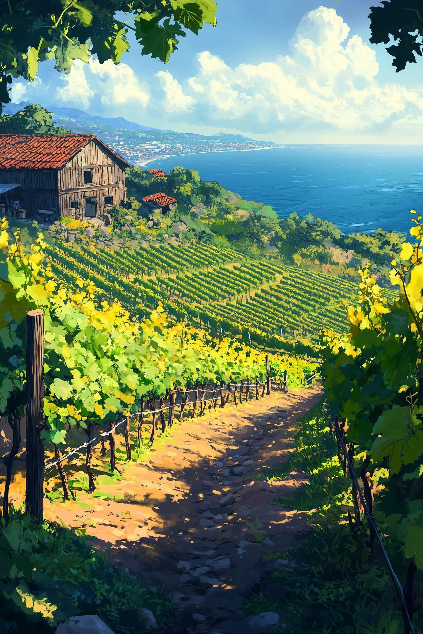 Weinhang im Sonnenlicht