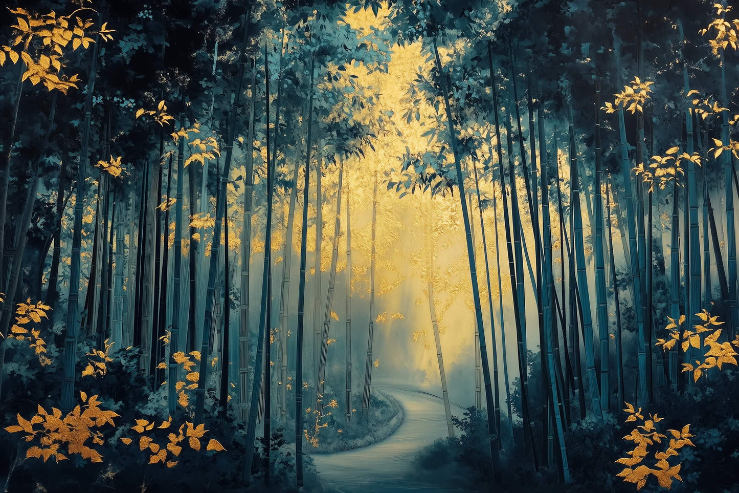 Goldener Pfad im Bambuswald